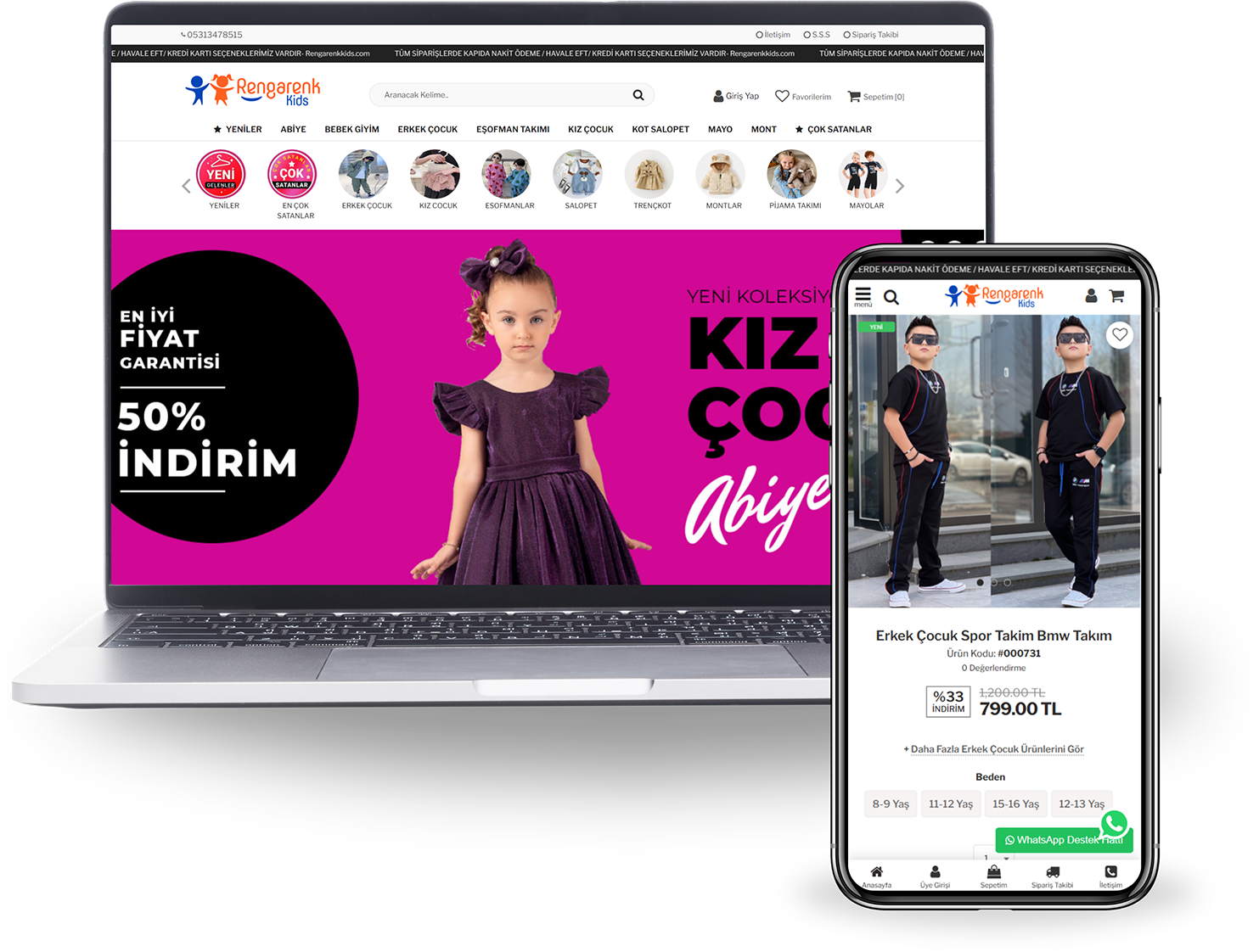 Rengarenk Kids çocuk giyim e-ticaret sitesi